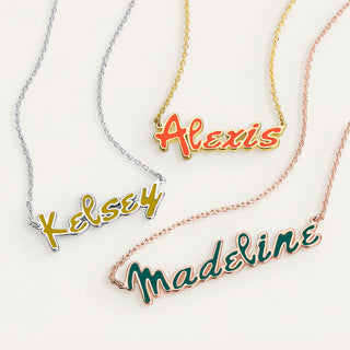 Personalized Enamel Bold Name Necklace - New Fall Colors