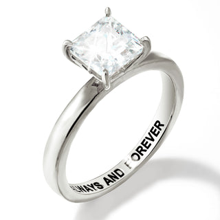 Platinum over Sterling Square White Topaz Hidden Messages Birthstone Ring
