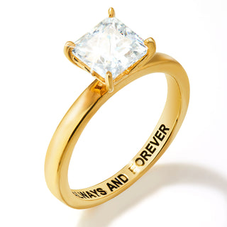 Gold over Sterling Square White Topaz Hidden Messages Birthstone Ring