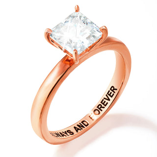Rose Gold over Sterling Square White Topaz Hidden Messages Birthstone Ring