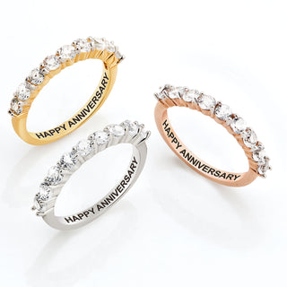Platinum over Sterling Half Eternity Round White Topaz Ring