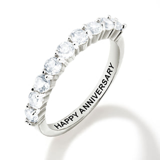 Platinum over Sterling Half Eternity Round White Topaz Ring