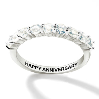 Platinum over Sterling Half Eternity Round White Topaz Ring