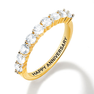 Gold over Sterling Half Eternity Round White Topaz Ring