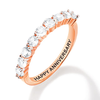 Rose Gold over Sterling Half Eternity Round White Topaz Ring