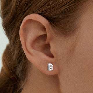 Mini Balloon Letter Button Earrings