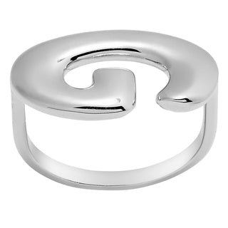 Silver Plated Bold Balloon Letter Horizontal Initial Ring