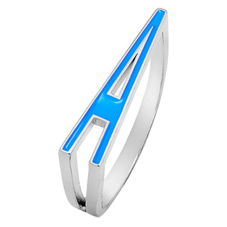 Silver Plated Bold Birthmonth Enamel Horizontal Initial Ring