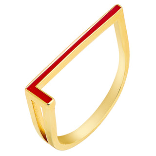 Gold Plated Bold Birthmonth Enamel Horizontal Initial Ring
