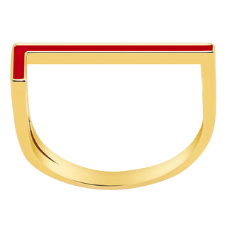 Gold Plated Bold Birthmonth Enamel Horizontal Initial Ring