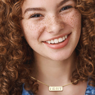 Balloon Letters Horizontal Bar Necklace