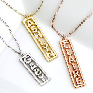 Balloon Letters Vertical Bar Necklace