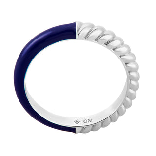 Silver Plated Reversible Birthmonth Enamel Roped Ring
