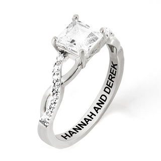 Platinum over Sterling Square White Topaz Twist Engagement Ring