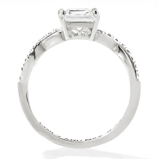 Platinum over Sterling Square White Topaz Twist Engagement Ring