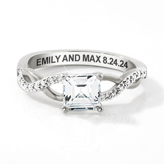 Platinum over Sterling Square White Topaz Twist Engagement Ring