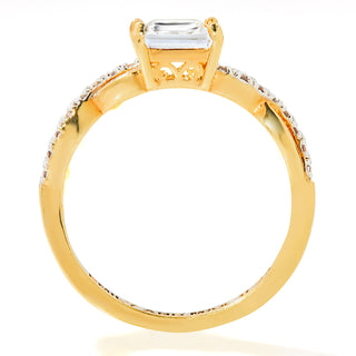 Gold over Sterling Square White Topaz Twist Engagement Ring