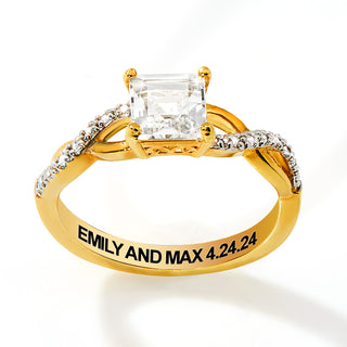 Gold over Sterling Square White Topaz Twist Engagement Ring