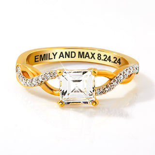 Gold over Sterling Square White Topaz Twist Engagement Ring