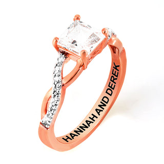 Rose Gold over Sterling Square White Topaz Twist Engagement Ring