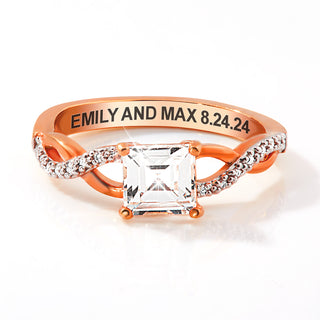 Rose Gold over Sterling Square White Topaz Twist Engagement Ring
