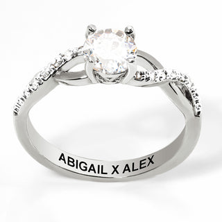 Platinum over Sterling Round White Topaz Twist Engagement Ring