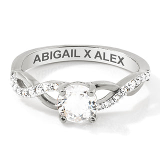 Platinum over Sterling Round White Topaz Twist Engagement Ring