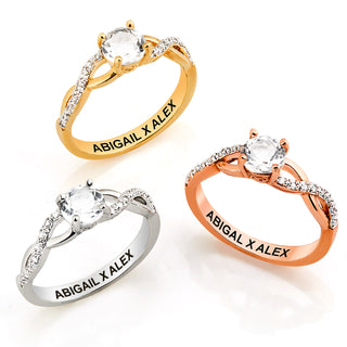 Rose Gold over Sterling Round White Topaz Twist Engagement Ring