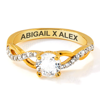 Gold over Sterling Round White Topaz Twist Engagement Ring