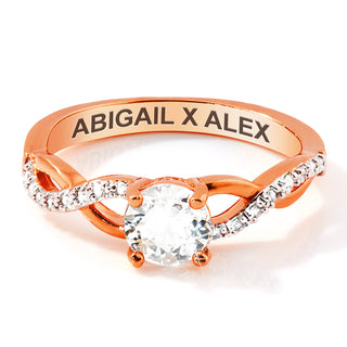 Rose Gold over Sterling Round White Topaz Twist Engagement Ring