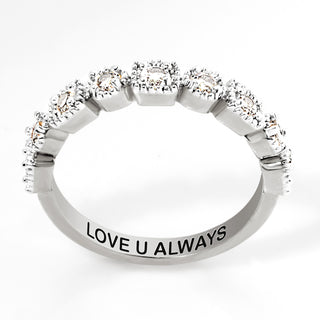 Platinum over Sterling Antique Half Eternity White Topaz Ring