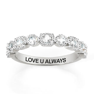 Platinum over Sterling Antique Half Eternity White Topaz Ring