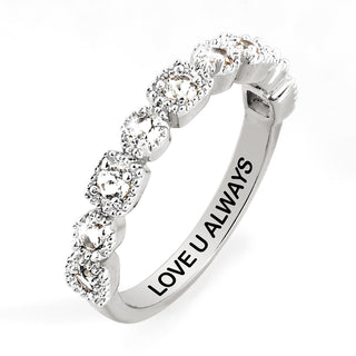 Platinum over Sterling Antique Half Eternity White Topaz Ring