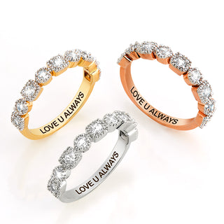 Gold over Sterling Antique Half Eternity White Topaz Ring
