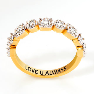 Gold over Sterling Antique Half Eternity White Topaz Ring