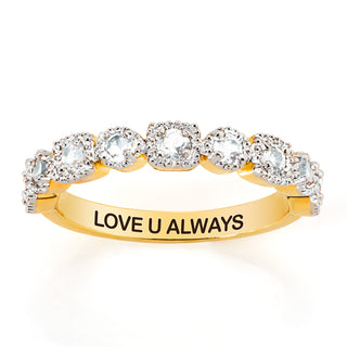 Gold over Sterling Antique Half Eternity White Topaz Ring
