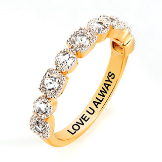 Gold over Sterling Antique Half Eternity White Topaz Ring