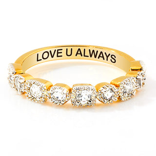 Gold over Sterling Antique Half Eternity White Topaz Ring