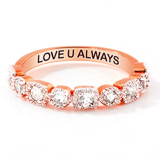 Rose Gold over SS Antique Half Eternity White Topaz Ring