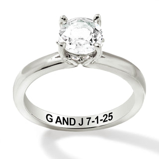 Platinum over Sterling Hidden Halo Brillant White Topaz Engraved Engagement Ring