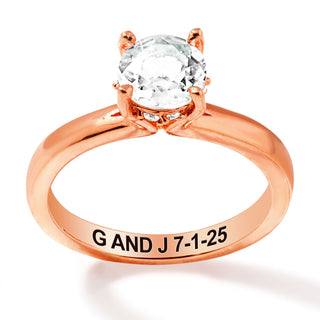 Rose Gold over Sterling Hidden Halo Brillant White Topaz Engraved Engagement Ring