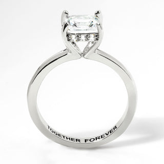 Platinum over Sterling Square Hidden Halo White Topaz Engagement Ring