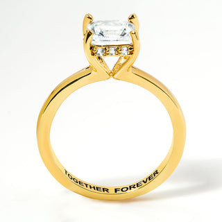 Gold over Sterling Square Hidden Halo White Topaz Engagement Ring