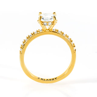 Gold over Sterling Round White Topaz Pave Band Engagement Ring