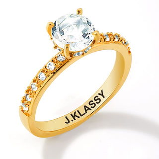 Gold over Sterling Round White Topaz Pave Band Engagement Ring