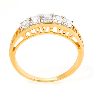 Gold over Sterling White Topaz I LOVE YOU Hidden Message Band Ring