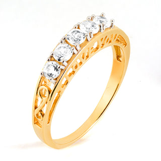 Gold over Sterling White Topaz I LOVE YOU Hidden Message Band Ring
