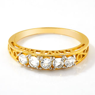 Gold over Sterling White Topaz I LOVE YOU Hidden Message Band Ring