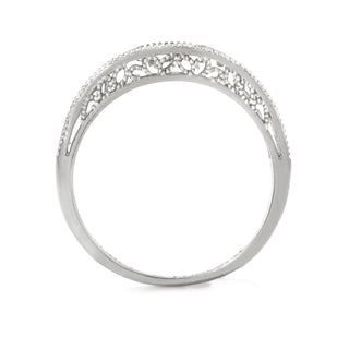 Platinum over Sterling Vintage Filigree White Topaz Band Ring