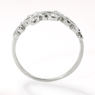 Platinum over Sterling Scroll Leaf White Topaz Band Ring